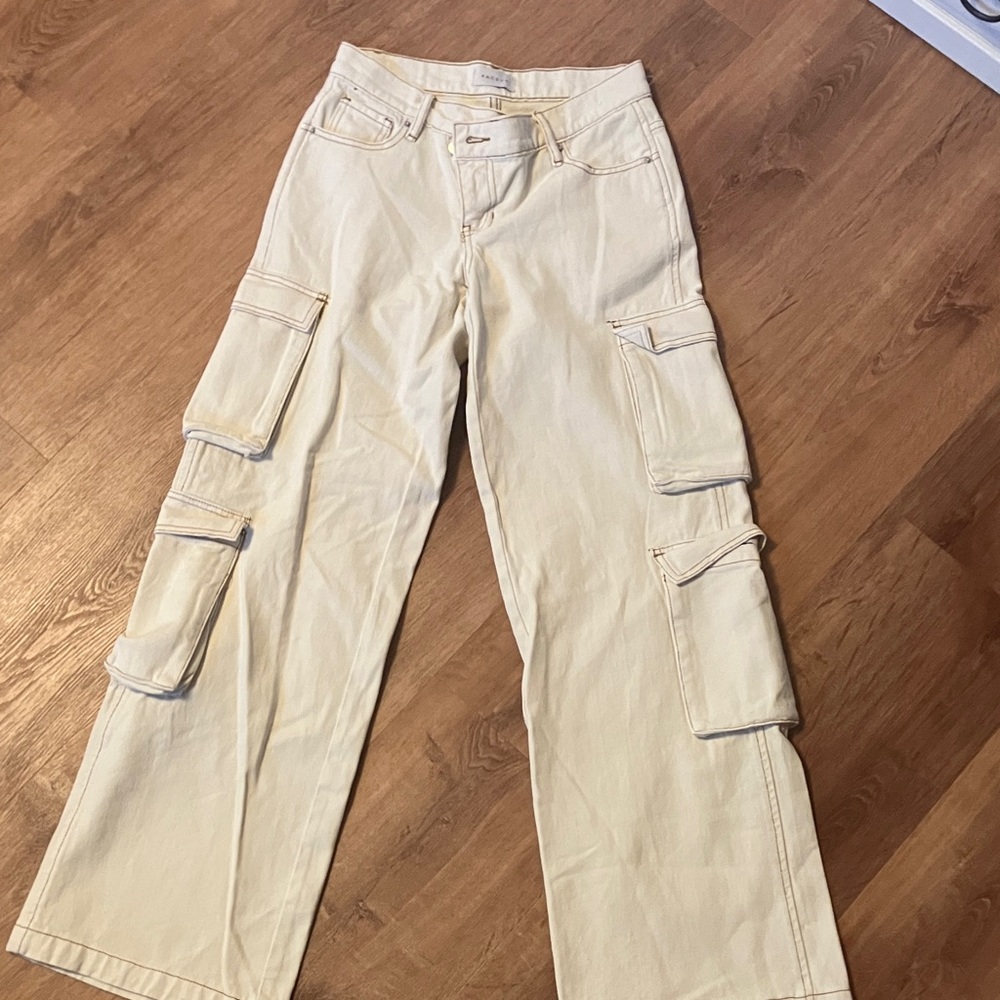 PacSun Cream Wide Leg Cargo Jeans
